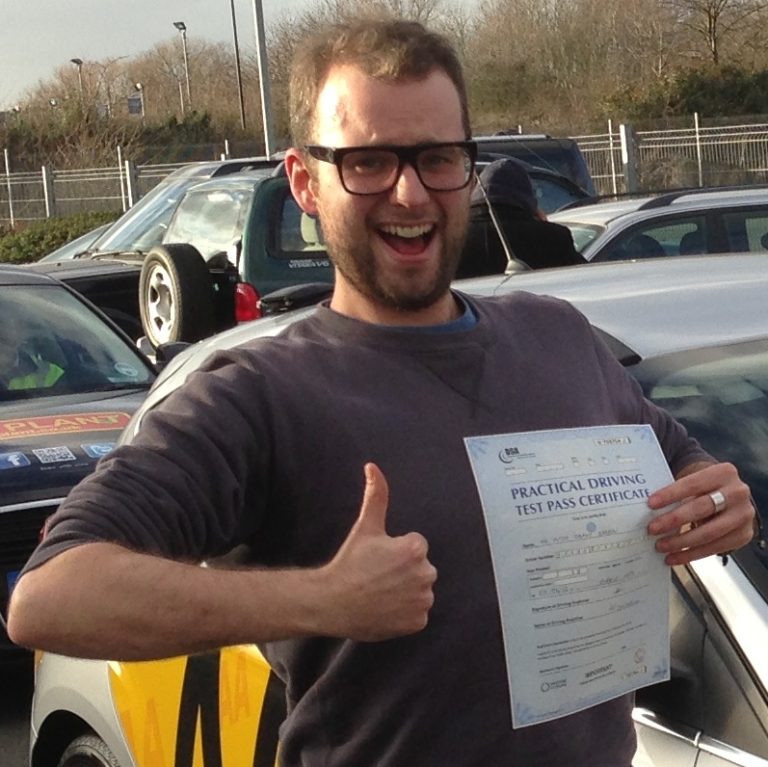 Peter Barden with his practical driving test pass certificate