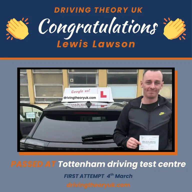 Lewis Lawson of Luton passed his driving test first time with Driving Theory UK