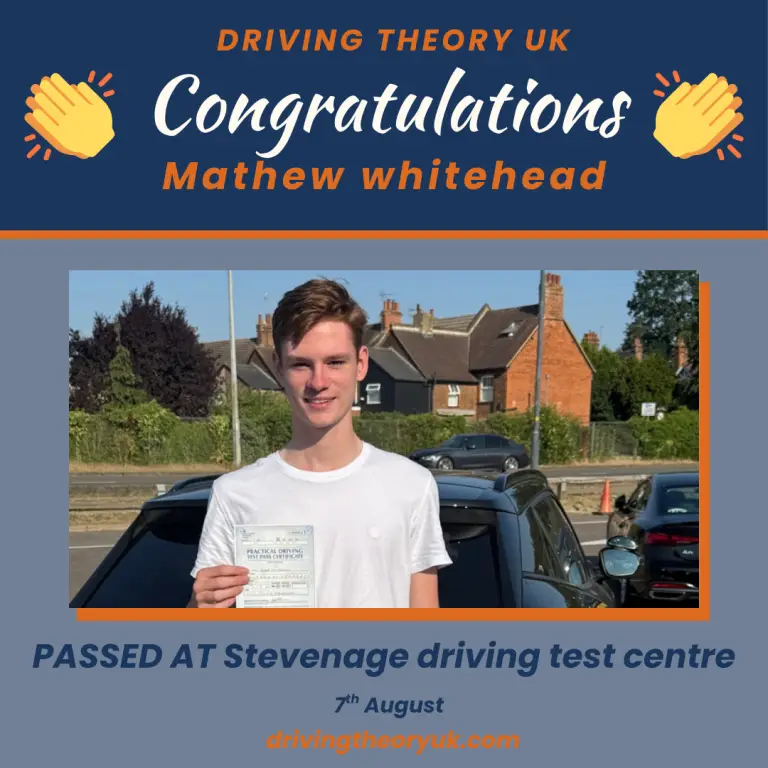 Mathew Whitehead of Luton passed his driving test with Driving Theory UK
