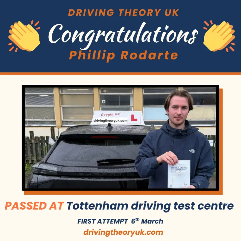 Phillip Rodarte of Luton passed his driving test first time with Driving Theory UK