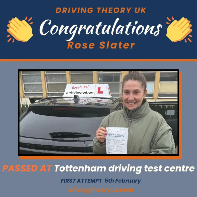 Rose Slater of Luton passed her driving test with Driving Theory UK