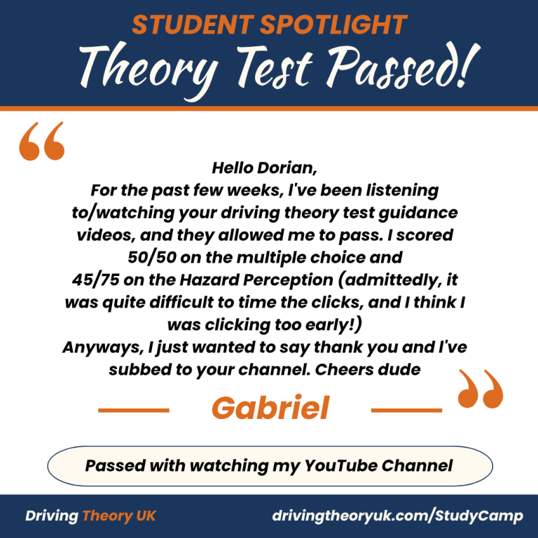 Student spotlight: Gabriel passed the driving theory test with Driving Theory UK